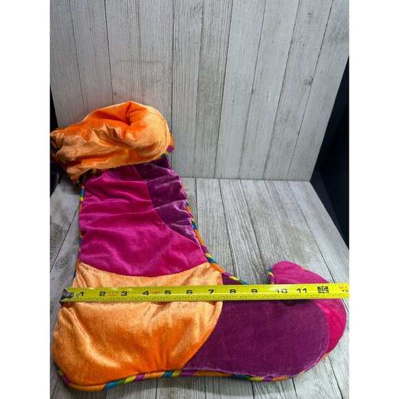 Vintage Toyland Gumdrop Stocking Velvet Christmas Holiday Decor 17" Tall - Picture 6 of 7